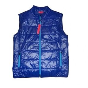 Redvanly Mens LRG Quilted Puffer Vest Royal Blue Full Zip Golf Performance NEW